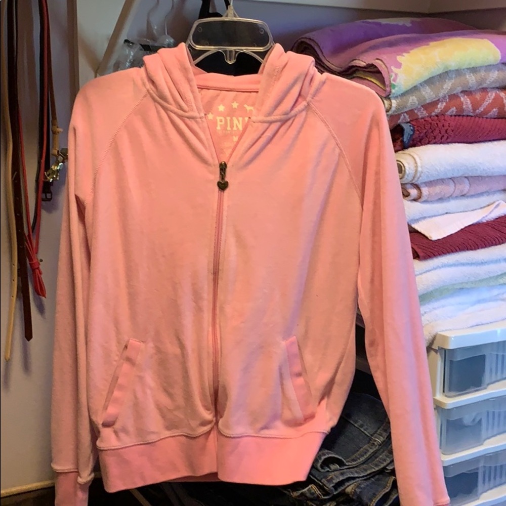 PINK SWEATSUIT ZIP UP VELOUR